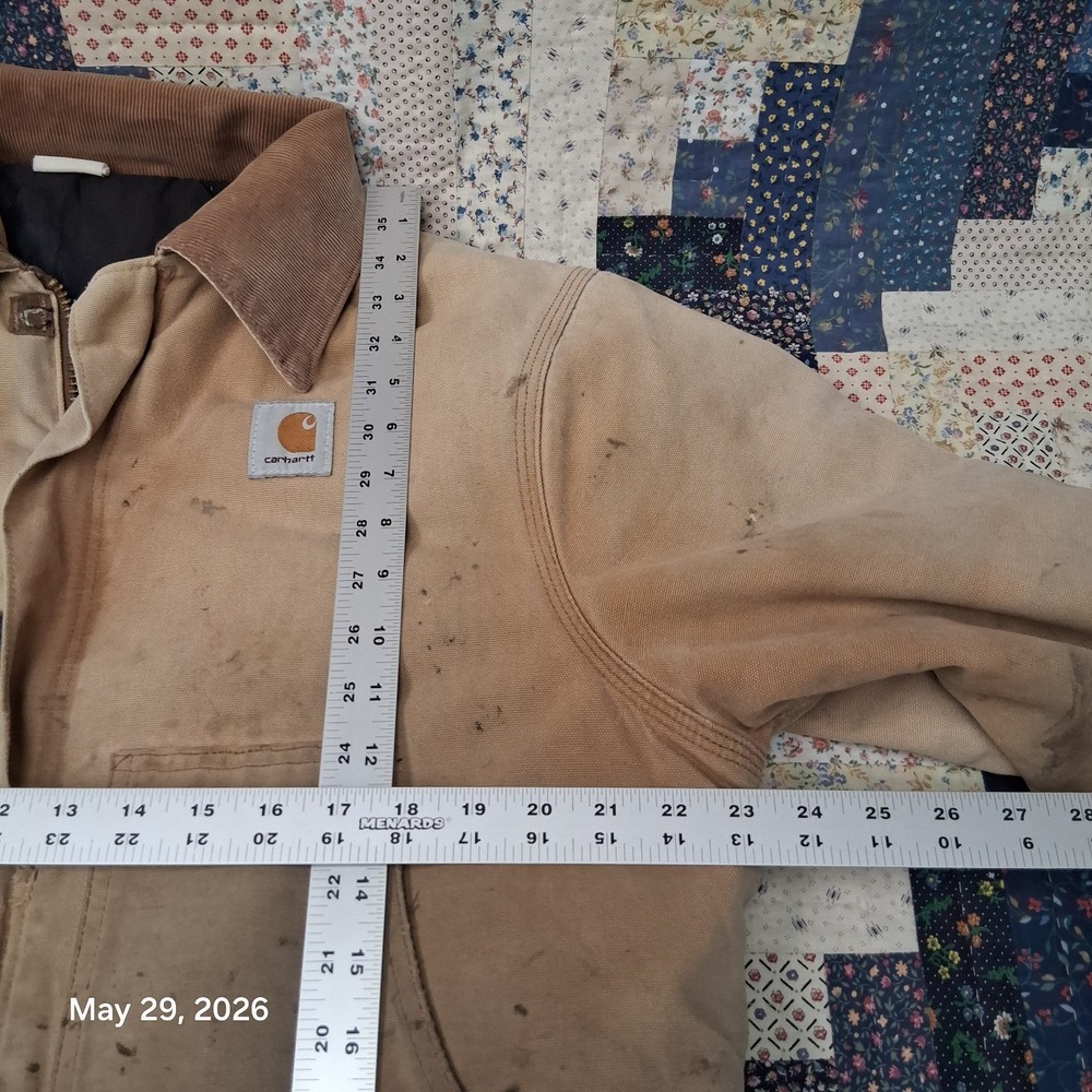 Vintage Carhartt JQ186 Arctic Quilt Lined Brown Canvas Jacket Large Faded J02 - Picture 10 of 13